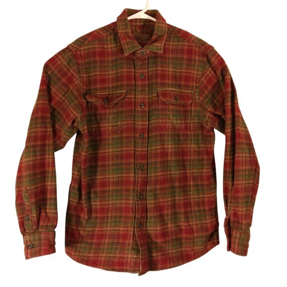 Orvis flannel shirt jacket mens M Medium thick red plaid shacket long sleeve - Picture 1 of 9